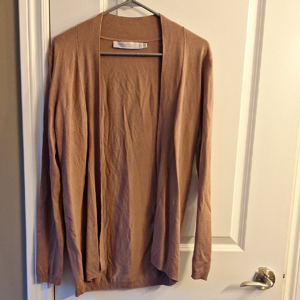 Women's Dark Pink Brown Sweater Lightweight Knit